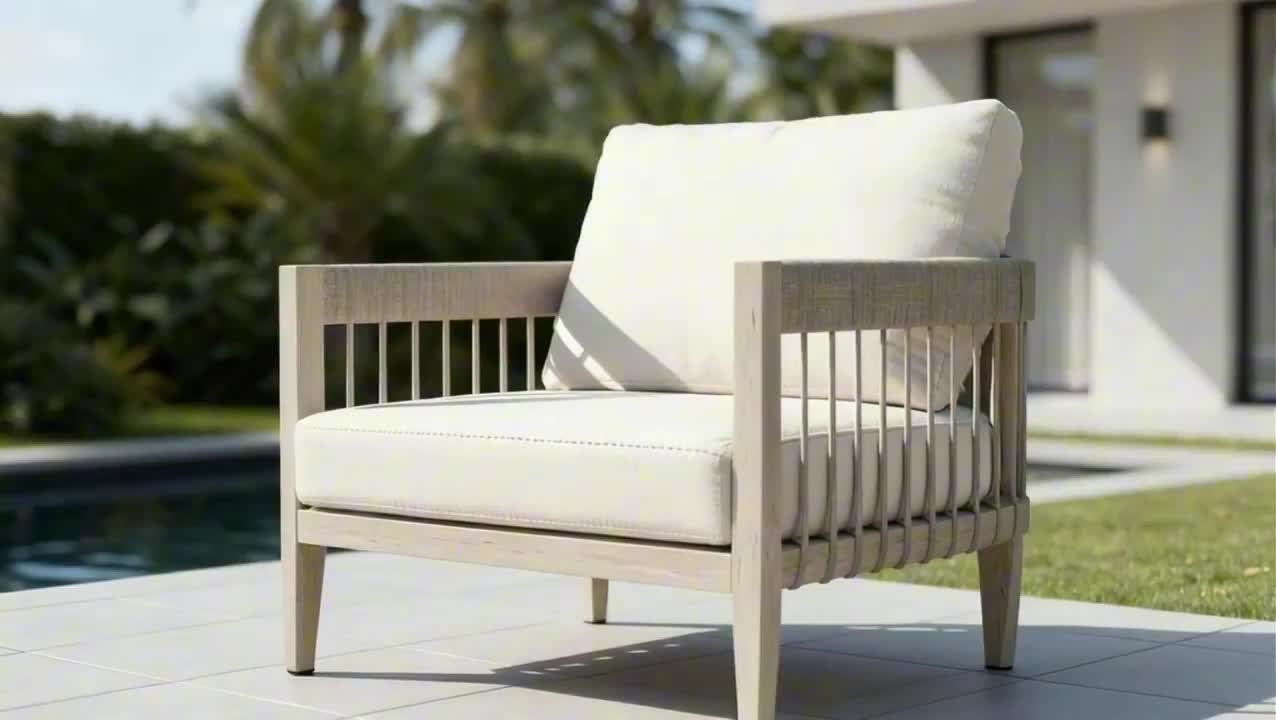 CikaCika Eucalyptus Wood Finish 4-Piece Aluminum Patio