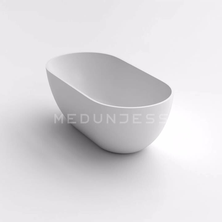 Ariana 69 in. x 30 in. Stone Resin Solid Surface Flatbottom Freestanding Soaking Bathtub in White