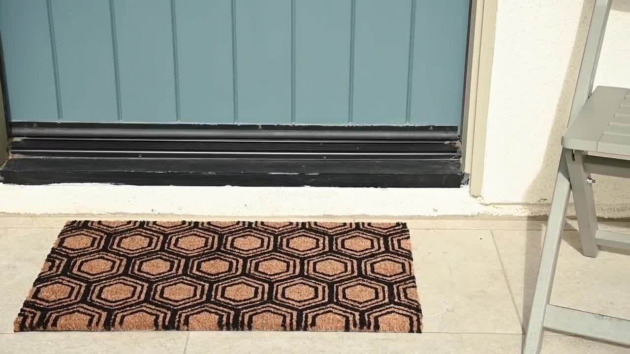 Black Rubber Door Mat  Honeycomb Style Doormat for Indoor Outdoor