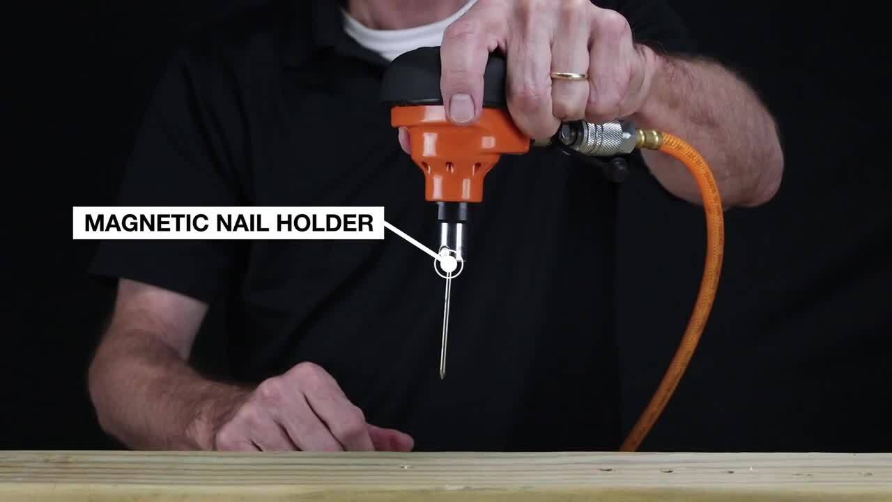 Pneumatic Mini Palm Nailer with Cushion Hand Grip and Magnetic Tip Pneumatic Mini Palm Nailer with Cushion Hand Grip and Magnetic Tip