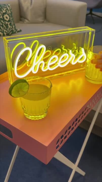 Yellow 'Disco' Acrylic Box Neon Light