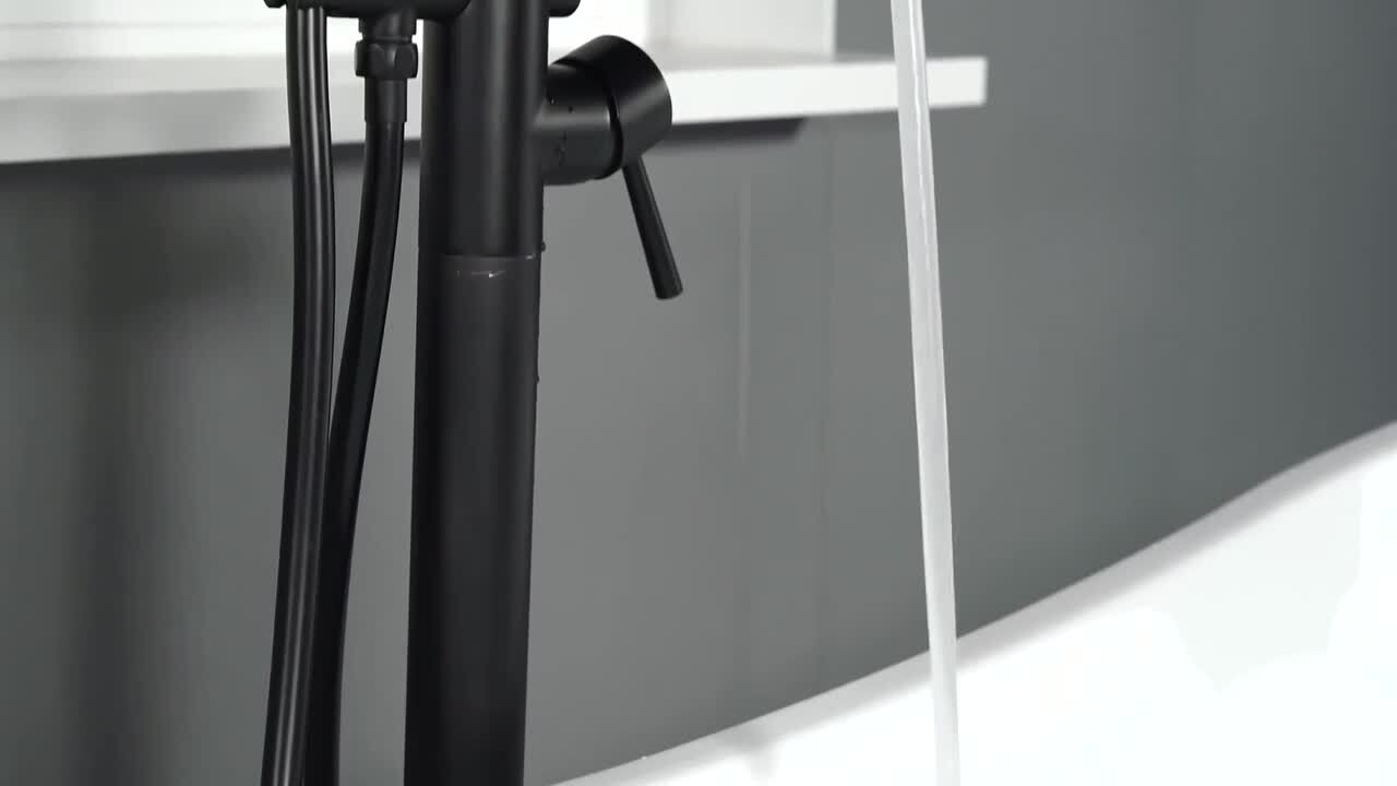 Florence Single-Handle Freestanding Tub Faucet with Hand Shower in Matte Black