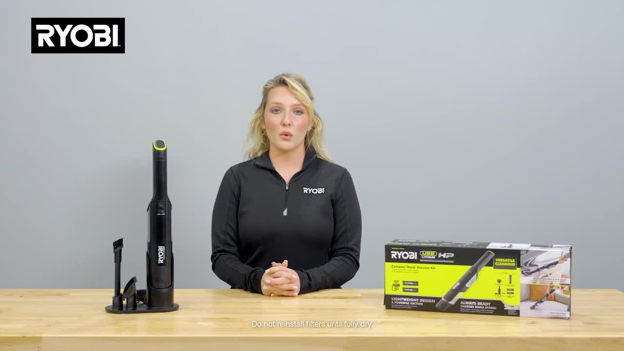 RYOBI USB Lithium HP Compact Hand Vacuum Cleaner Kit with (2) USB
