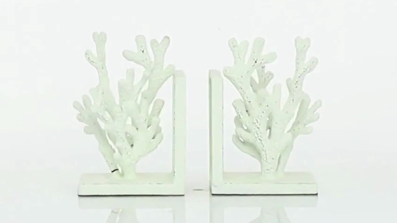 7 Blue and White Ombre Metal Faux Coral Bookends - Wilford & Lee