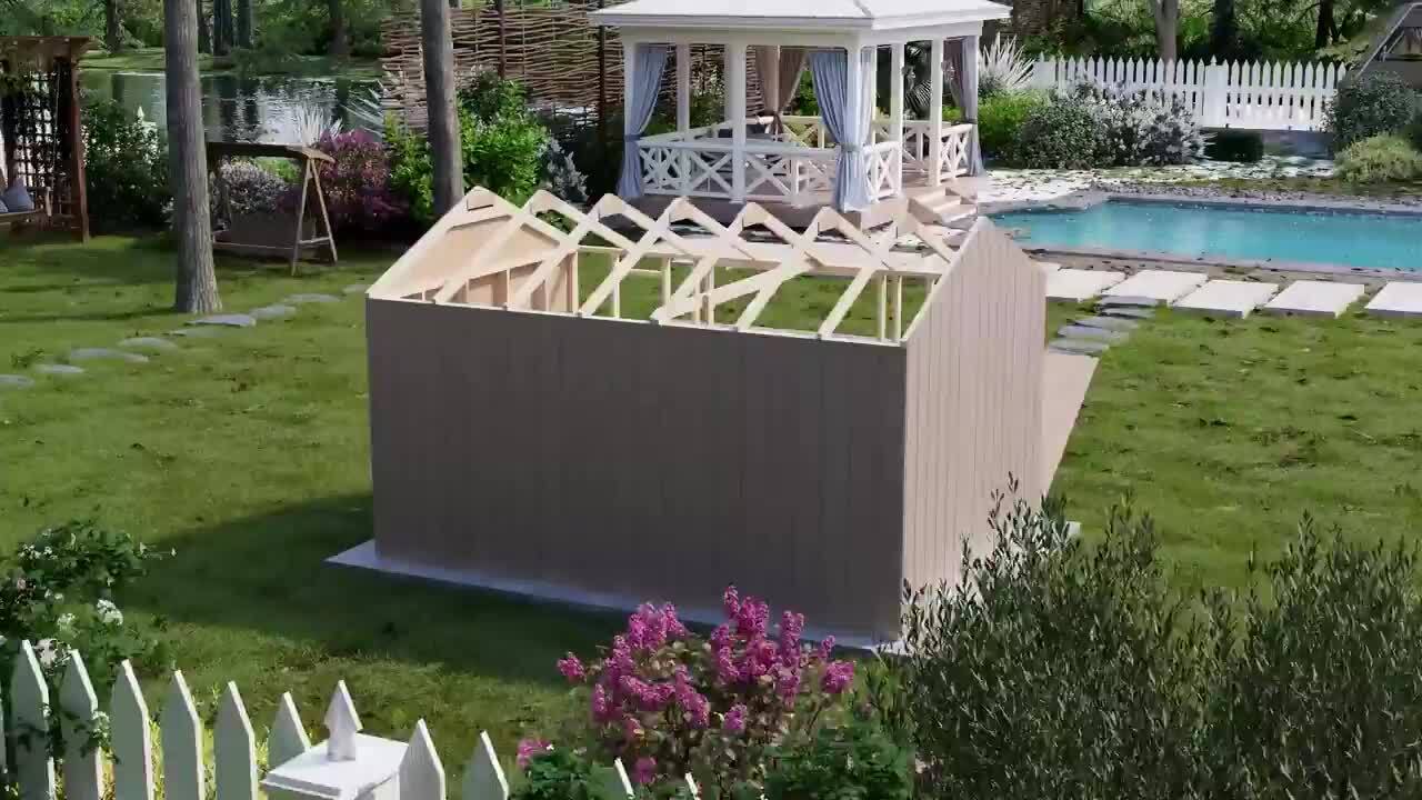 Little Cottage Co. 10x12 Value Workshop Shed with Operable Windows and Floor, Outdoor Wood Storage Do-It-Yourself Precut Kit, image size:1280x720