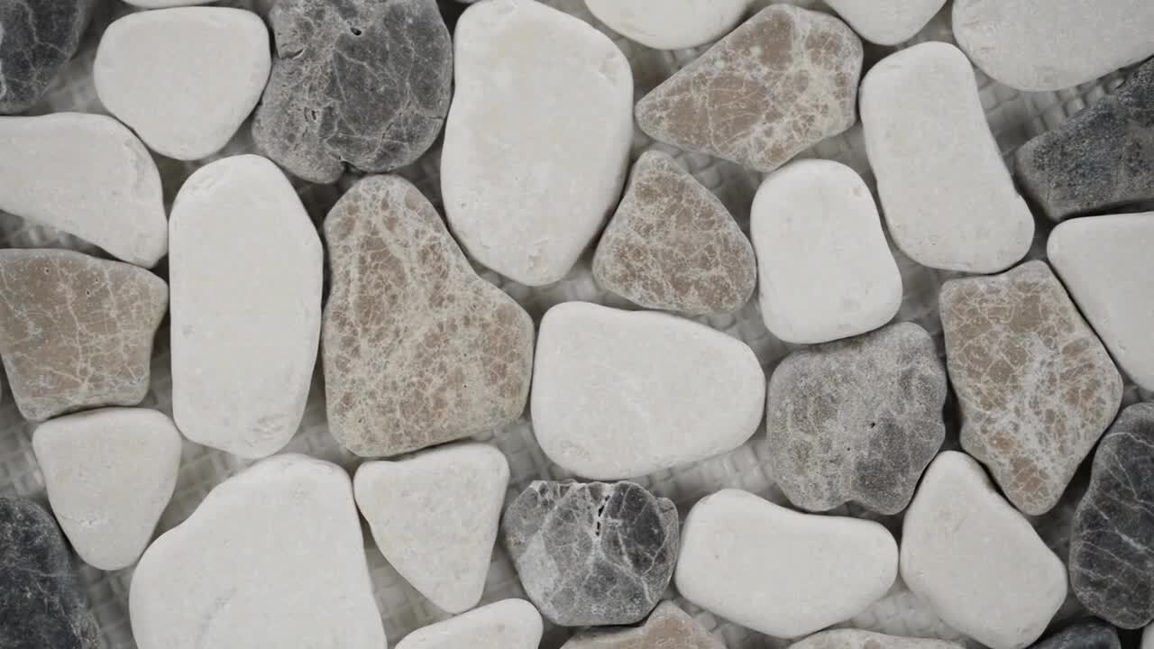 MSI Black/White Pebbles 11.42 in. x 11.42 in. x 10 mm Textured Marble Mesh-Mounted Mosaic Tile (0.91 sq. ft.) MSI Black/White Pebbles 11.42 in. x 11.42 in. x 10 mm Textured Marble Mesh-Mounted Mosaic Tile (0.91 sq. ft.)