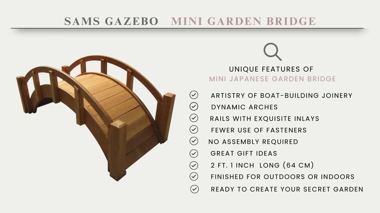 SamsGazebos 25 in. Miniature Japanese Wood Garden Bridge