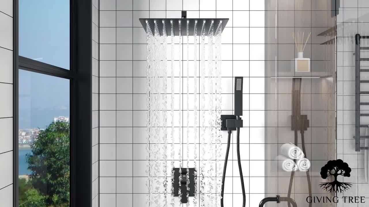 Pivotal 5-Spray 5.8 in. Single Wall Mount Fixed Rain H2Okinetic Shower Head in Matte Black Pivotal 5-Spray 5.8 in. Single Wall Mount Fixed Rain H2Okinetic Shower Head in Matte Black