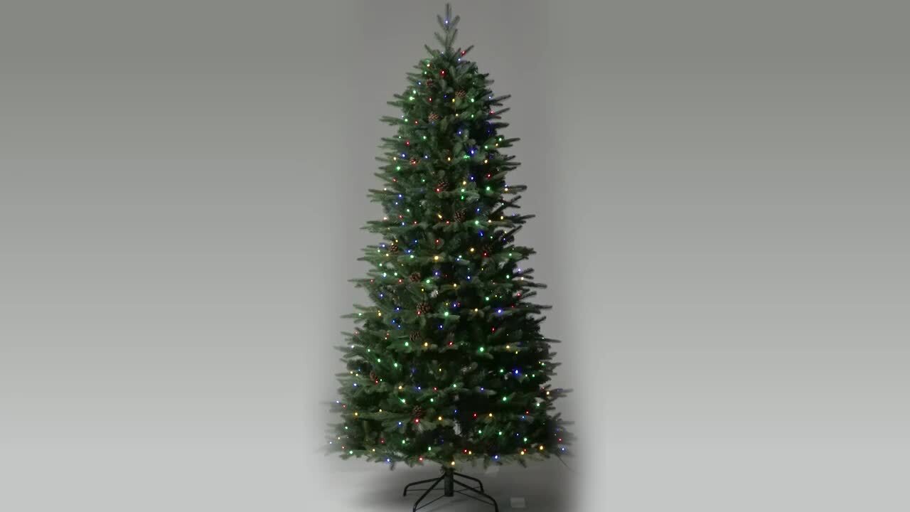 Glitzhome 6 ft. Pre-Lit Green Fir Artificial Christmas Tree with 350 LED  Lights 9 Functional Multi-color Remote controller 2014600019 - The Home  Depot