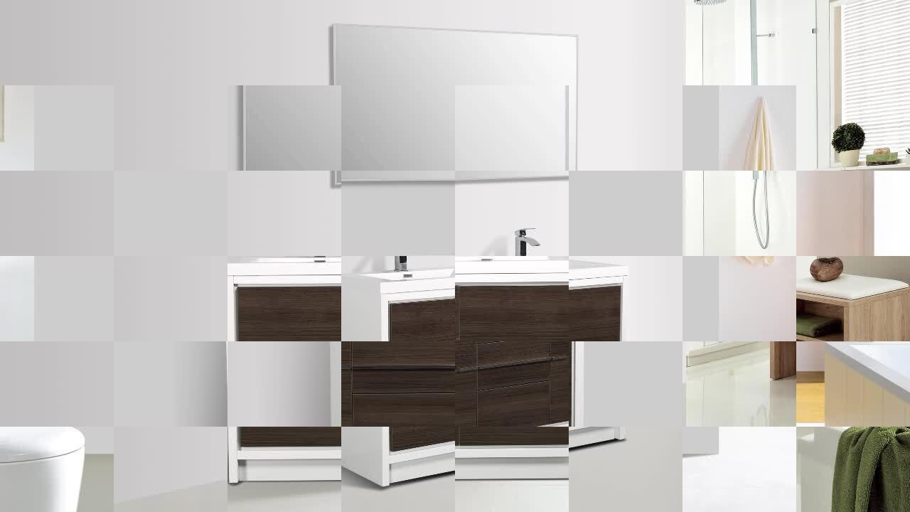 Eviva Grace 42 in. W x 20 in. D x 36 in. H Bathroom Vanity in Gray Oak with White Acrylic Vanity Top with White Sink