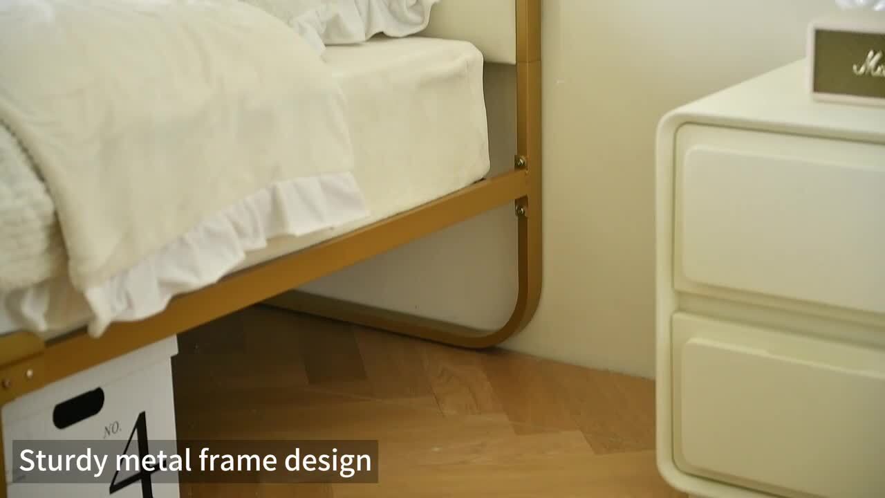 Ahokua Cream White Frame King Size Soft Velvet Platform Bed Ahokua Cream White Frame King Size Soft Velvet Platform Bed