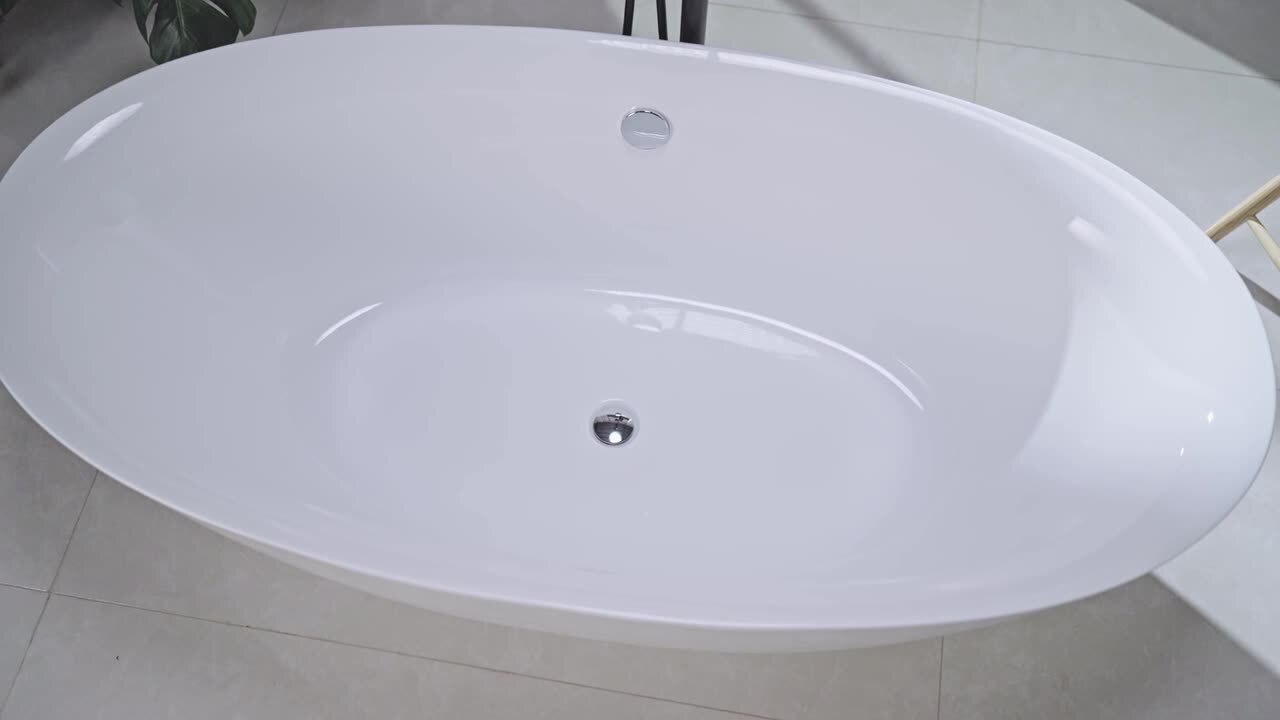 Rolande 71 in. Acrylic FlatBottom Double Ended Bathtub with Polished Chrome Overflow and Drain Included in White