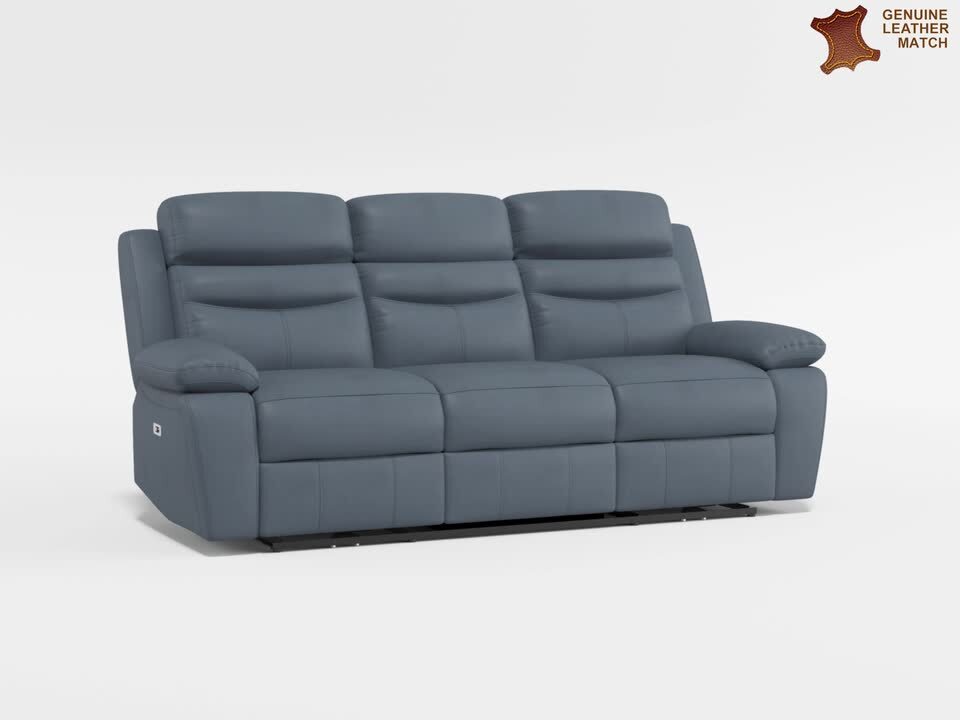 Lazzara Edelia 86.5 in. W Pillow Top Arm Leather Rectangle Power