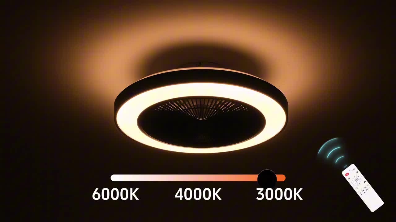 Shinevoy 20 in. Modern Black and White Smart Fan Light