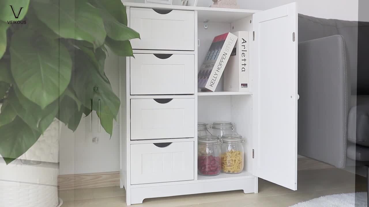 VEIKOUS 4 Drawers Bathroom Storage Cabinet and Cupboard Shelves