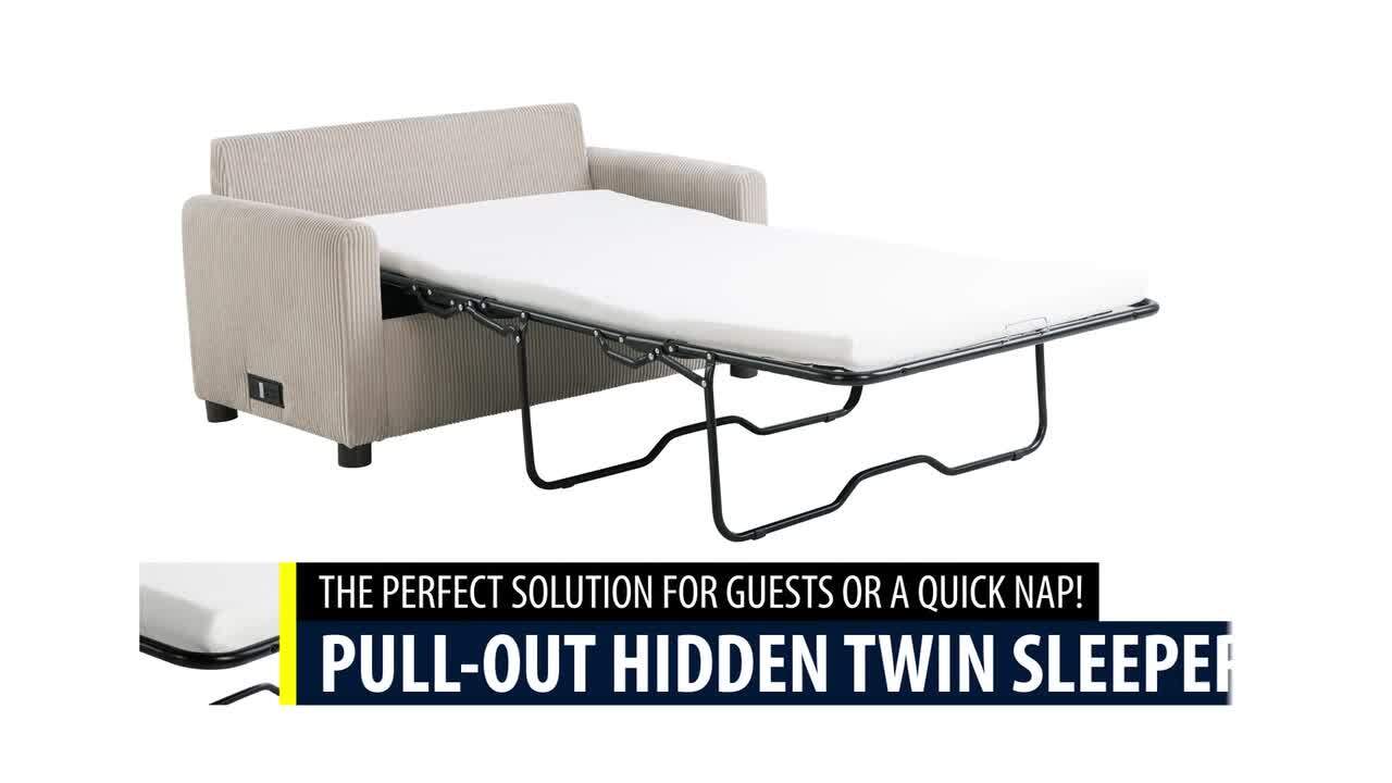 Serta Durham 53.5 in. Beige Polyester Twin Size Sofa Bed