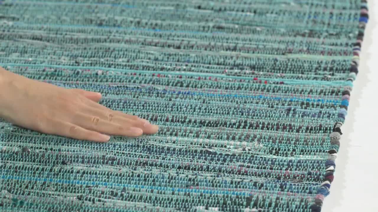 SAFAVIEH Rag Rug Turquoise/Multi Doormat 2 ft. x 3 ft. Striped Speckled Area Rug - image 3