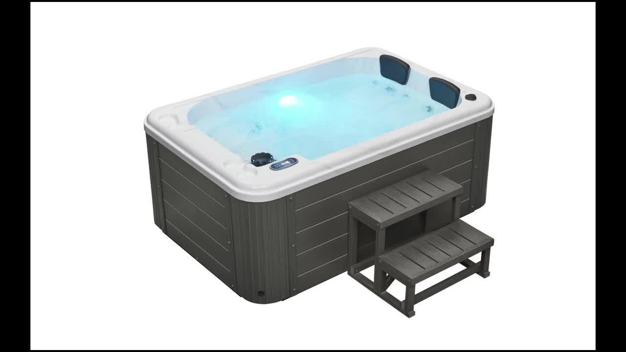 Luxury Spas Riley 2-Person 26 Jet Lounger Hot Tub in Cloud Gray