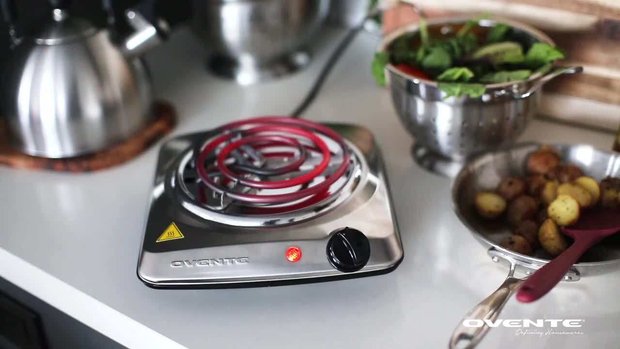 Ovente Electric Double Coil Burner 6 Inch Plate with Adjustable