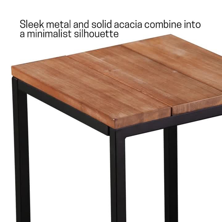 Southern Enterprises Variel Wood Outdoor Bar Stool in Natural and Black (2-Pack) - image 3
