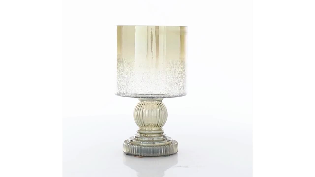 Aged Terracotta & Blown Glass Hurricane Lantern, Medium