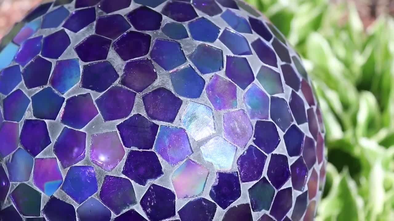 Sunnydaze Azul Terra Crackled Glass Mosaic Gazing Globe - 10 in