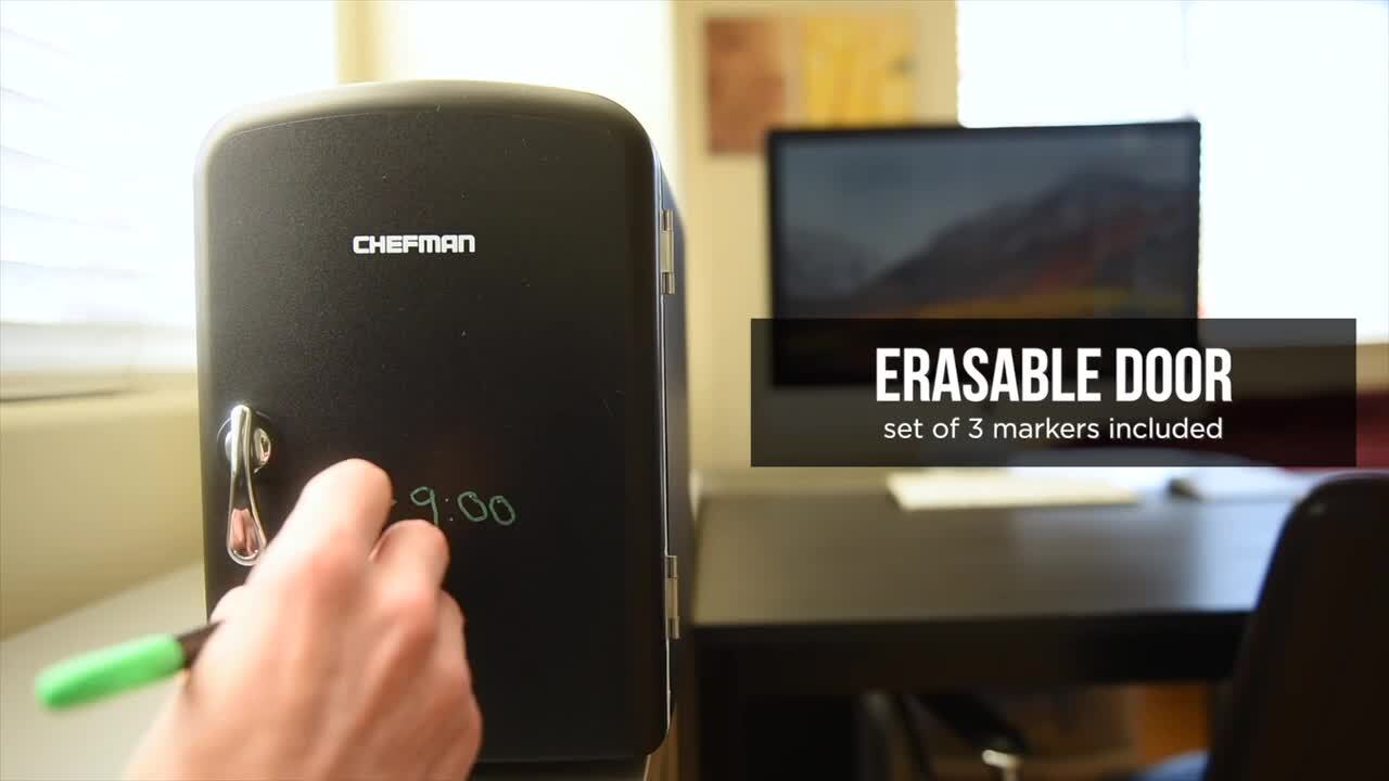 Chefman 4-Liter Dry Erase Black Mini Fridge Hot and Cold RJ48