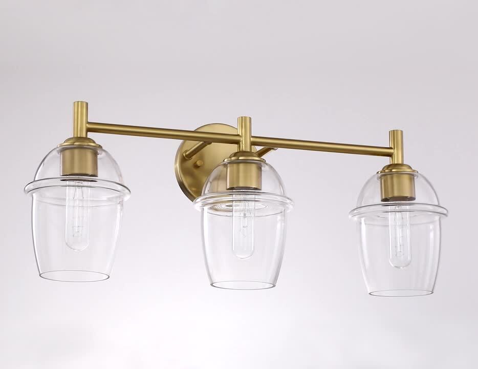 Designers Fountain - Summer Jazz 24 in. 3-Light Brushed Gold Transitional Vanity Light with Clear Glass Shades