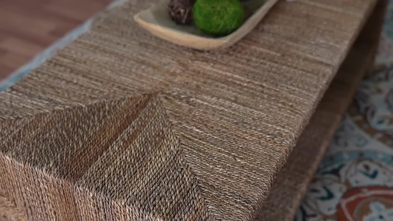 bali & pari Liza 48 in. Natural Brown Rectangle Seagrass Wicker