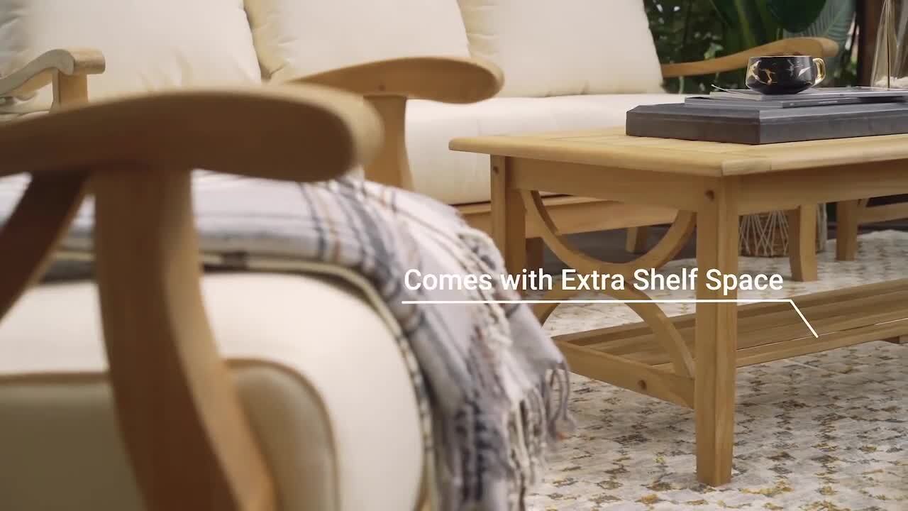 Kinsley Premium Indonesia Teak Wood Outdoor Couch Patio Sofa - Thumbnail 2