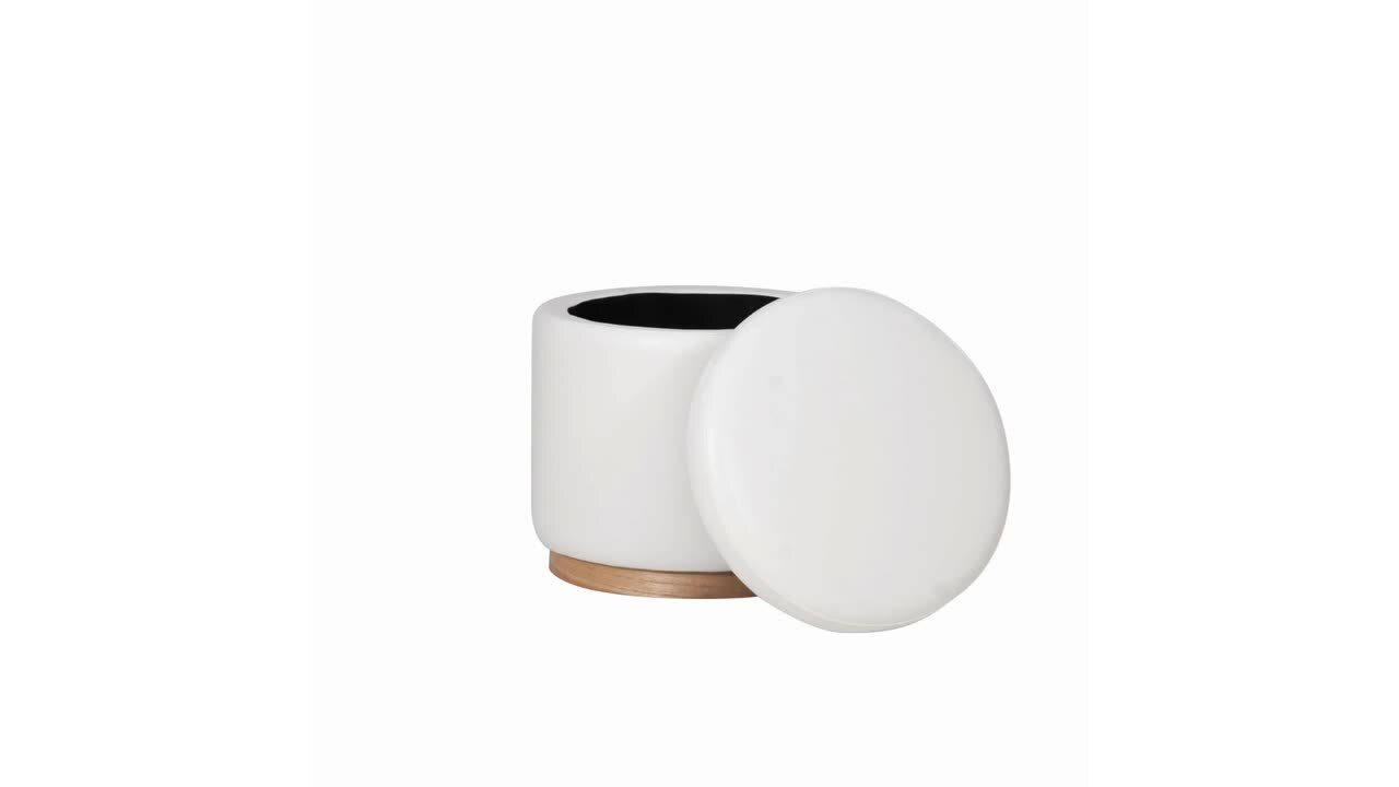 Linon Home Decor Savoy White Faux Leather Round 18 in