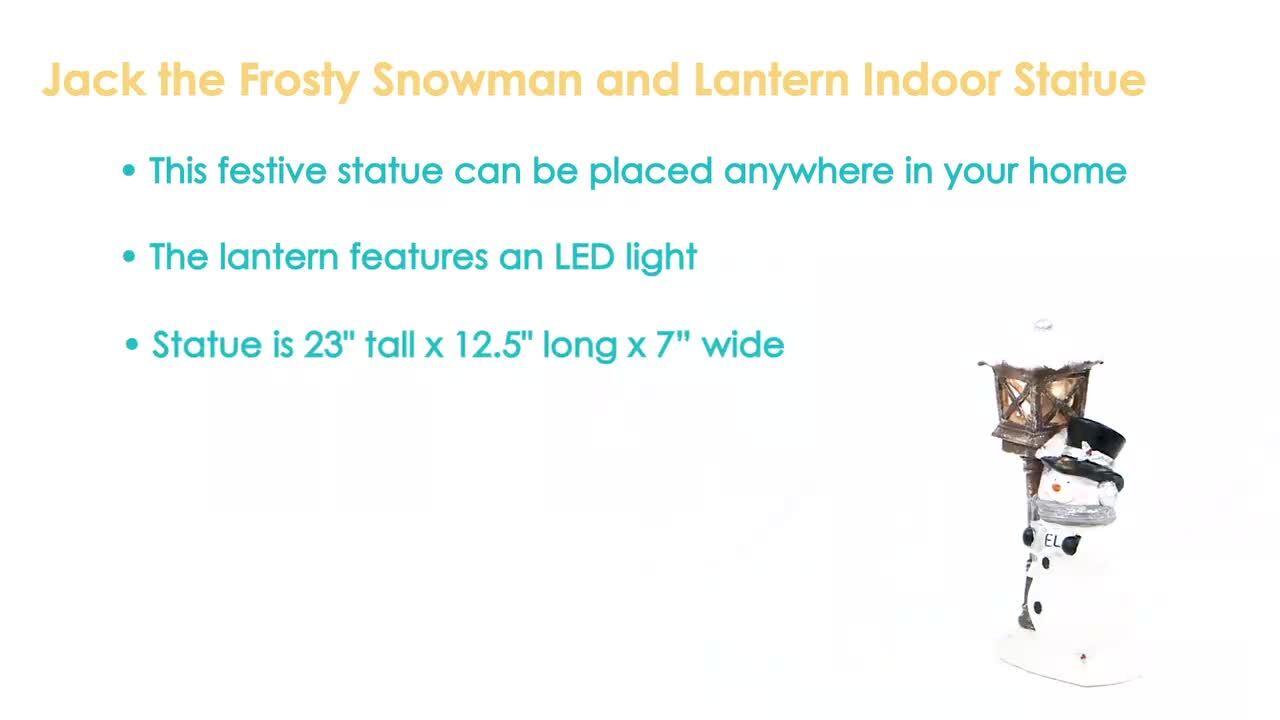 Sunnydaze Jack the Frosty Snowman and Lantern Indoor Statue with LED - 12  .5-Inch