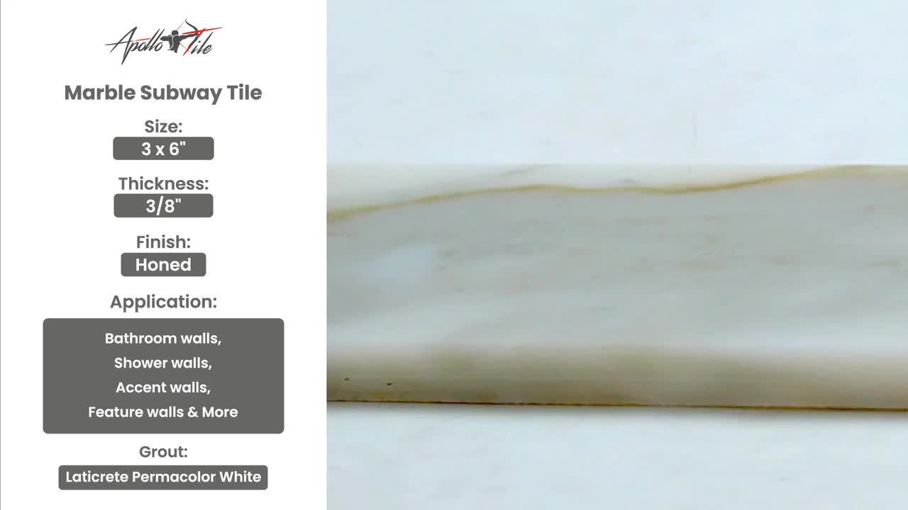 Apollo Tile White 3-in x 6-in Honed Natural Stone Marble Mixed Pattern Floor and Wall Tile (5-sq. ft/ Carton)