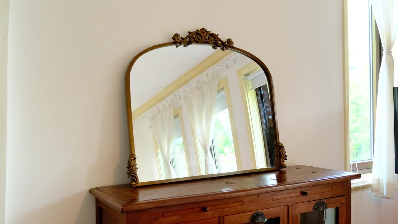 LuxHomez Copper Vintage 24 in. W x 35.8 in. H Arched Metal Frame