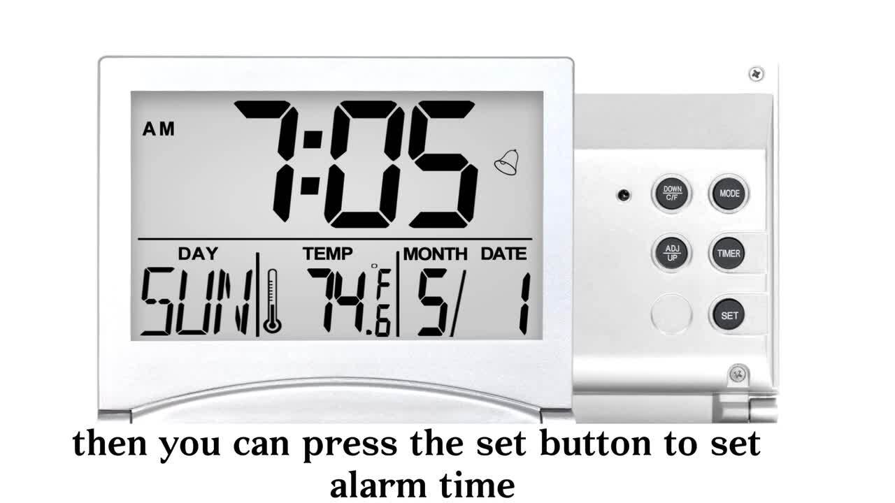 Travel Jumbo LCD Radio Controlled Alarm Clock with Temperature Display 