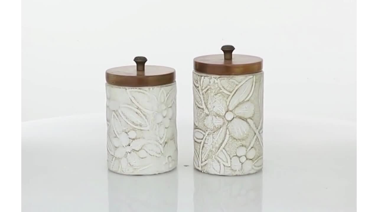 Monroe Lane Country Ceramic Decorative Jars - Set of 2, Gray