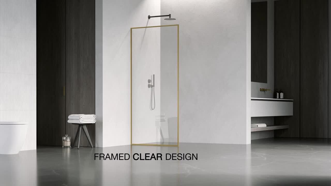 VIGO Mosaic 34 in. W x 74 in. H Framed Fixed Shower Screen Door in