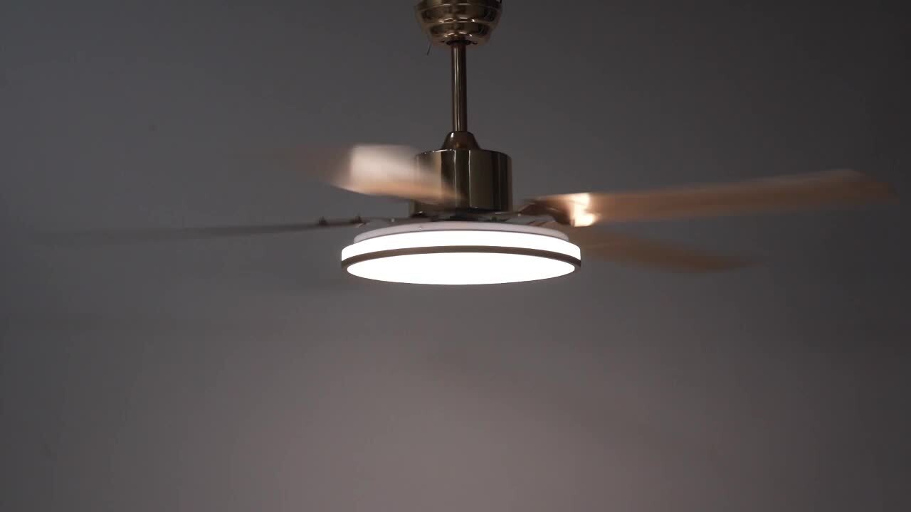 OUKANING 52 in. Indoor Gold Modern 6-Speed Ceiling Fan with