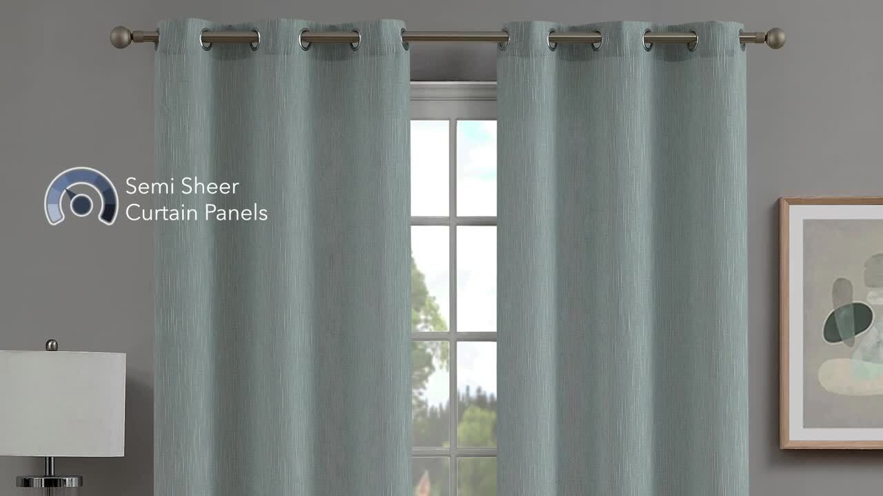 Creative Home Ideas Tobie Light Grey Jacquard Polyester 38 in. W x 108 in.  L Back Tab Blackout Curtain (2-Panels with 2-Tiebacks) YMC016472 - The Home  Depot