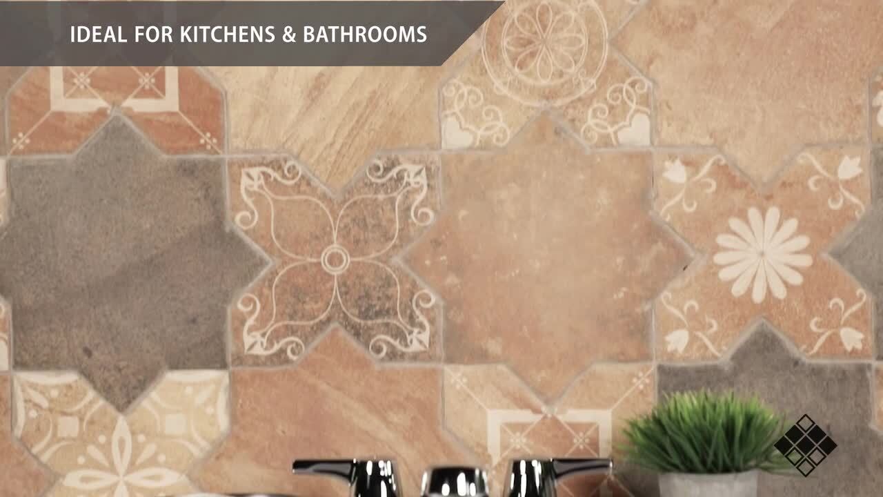 Merola Tile Tech Land Star Fire/Cross Fire Temple 6 in. x 12 in