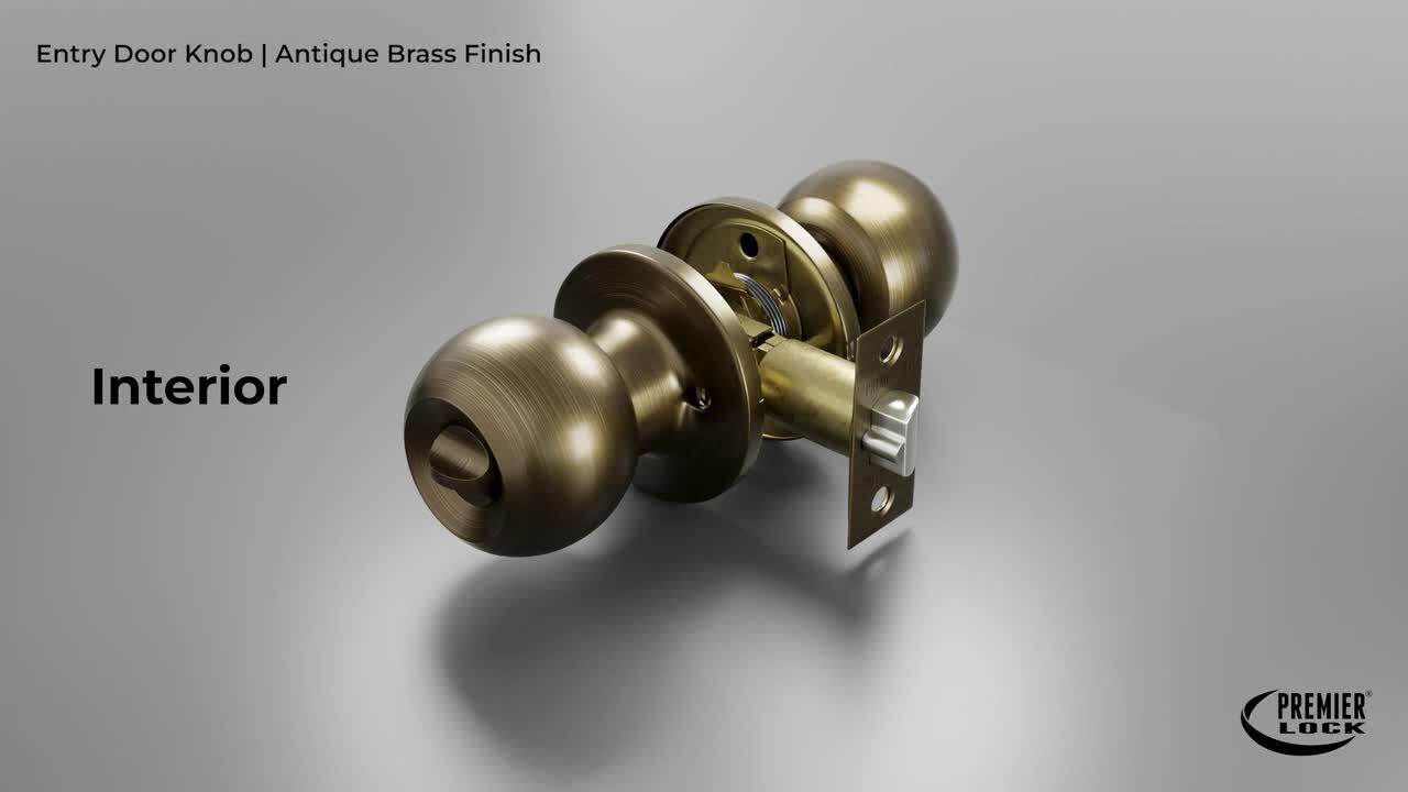 Premier Lock Antique Brass Entry Door Knob Combo Lock Set with