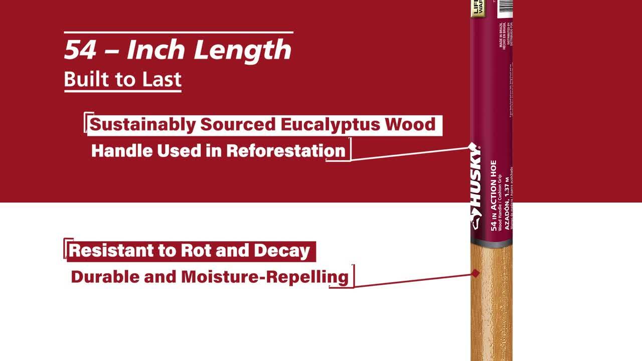 Husky - 54 in. L Wood Handle Action Hoe with Grip