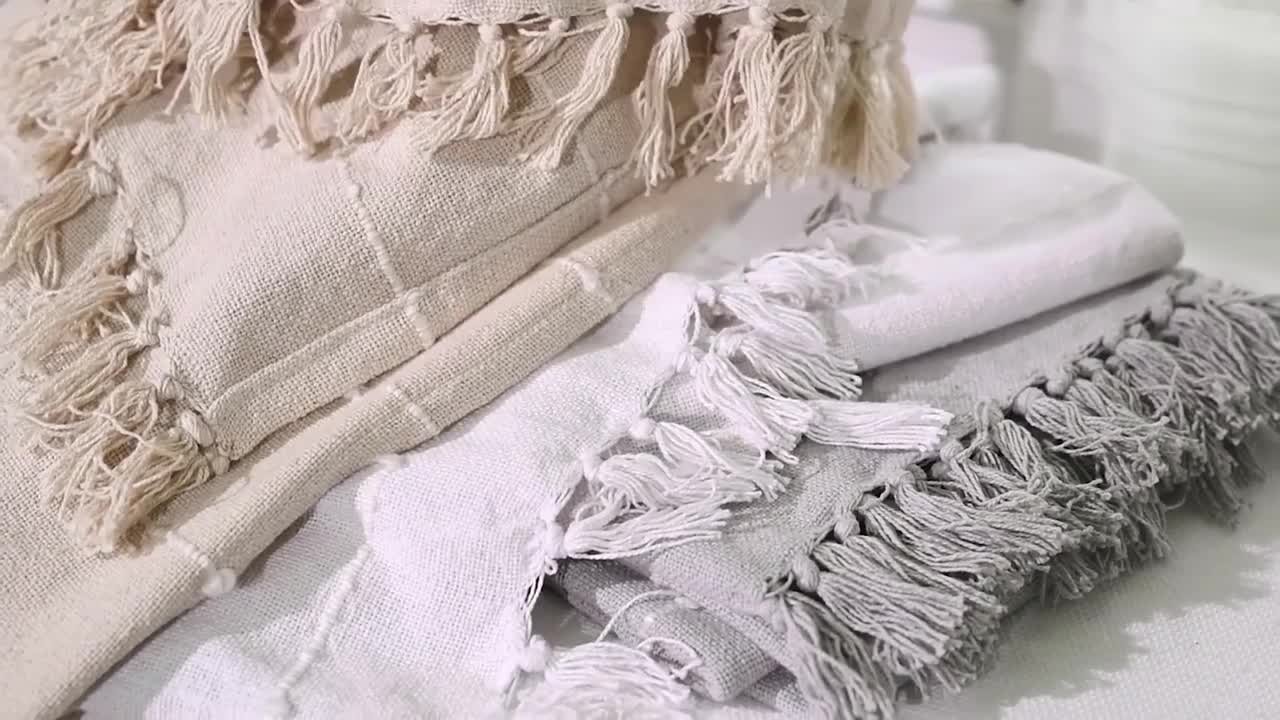 boho throw tan throw blanket with tassels
