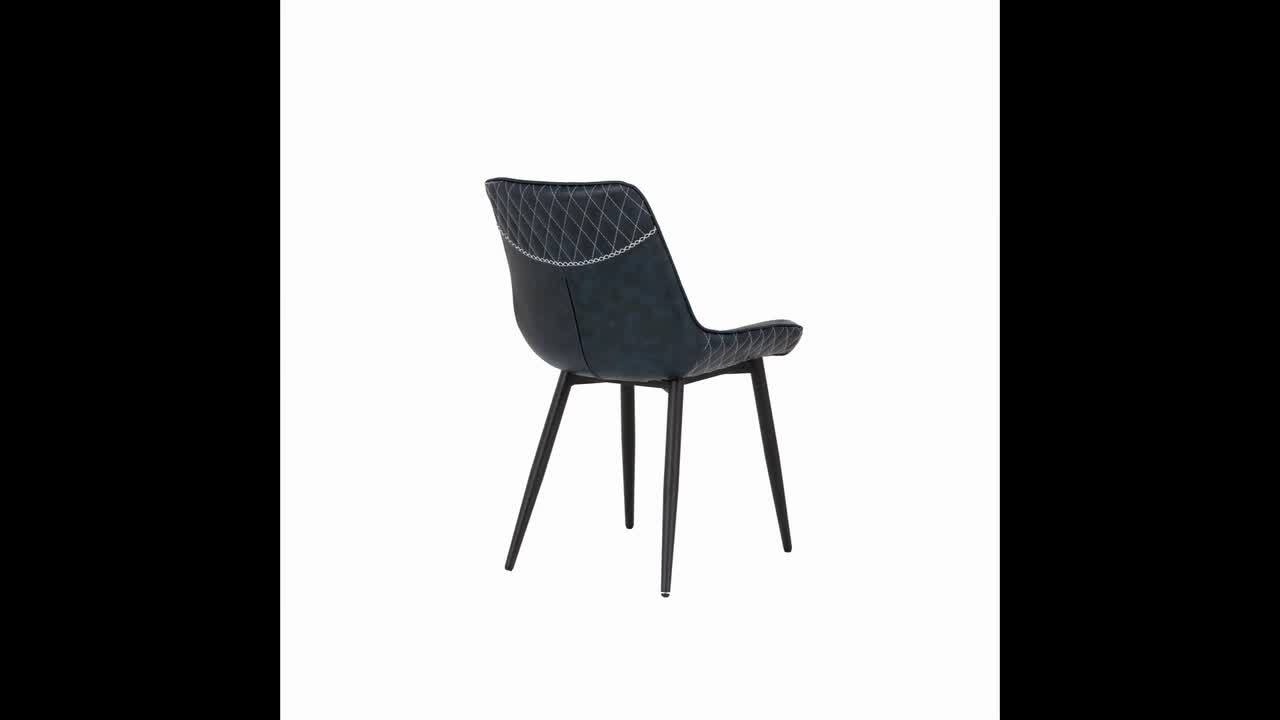 Linon Home Decor Owen Blue Faux Leather Dining Side Chair