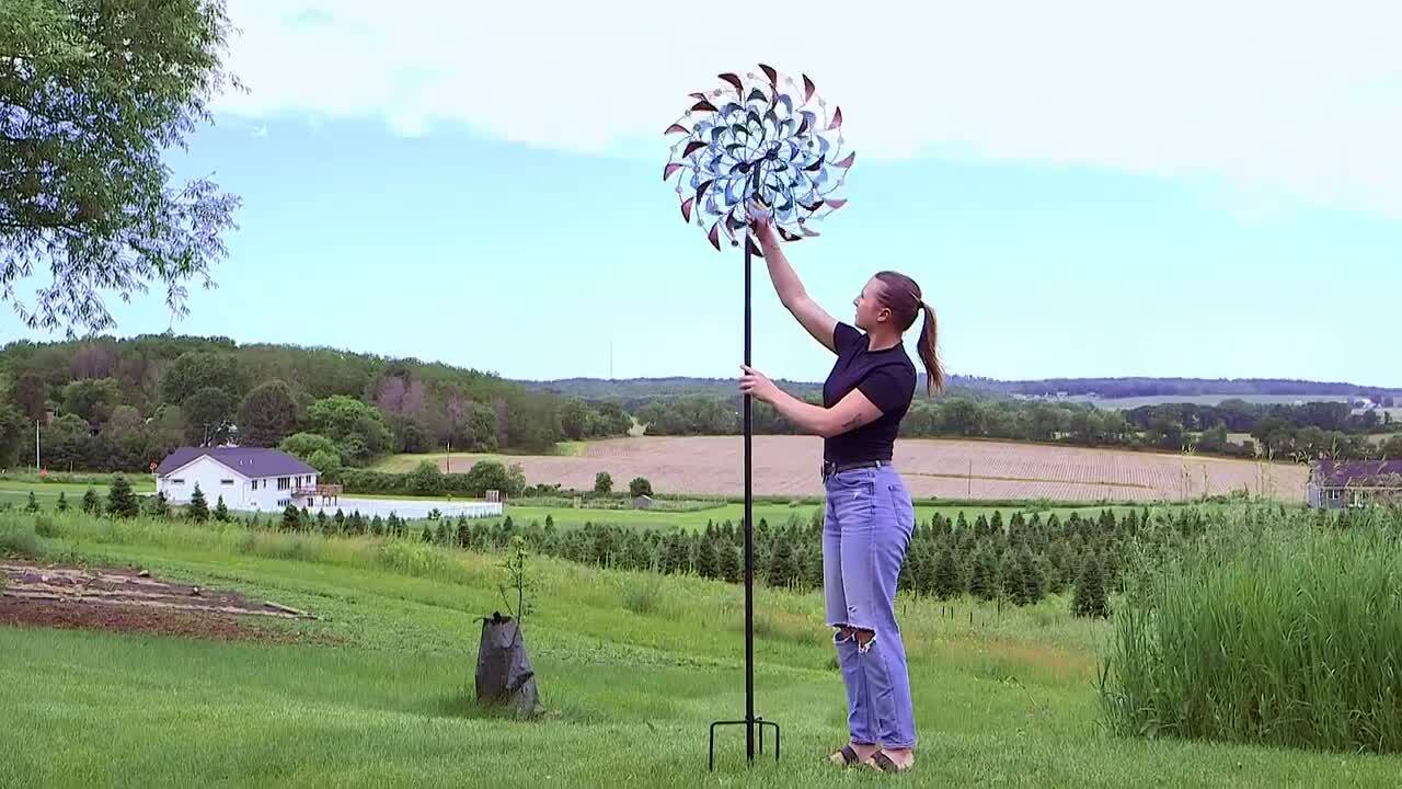 Sunnydaze Rainbow Breezes Powder-Coated Iron Wind Spinner - 84 in Sunnydaze Rainbow Breezes Powder-Coated Iron Wind Spinner - 84 in