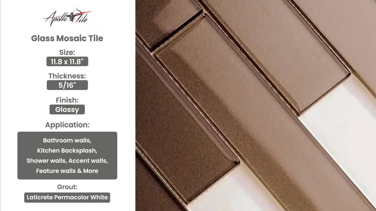 Apollo Tile (Sample) Cosmos Stone Gray 4-in x 4-in Glossy Marble Brick Mosaic Wall Tile
