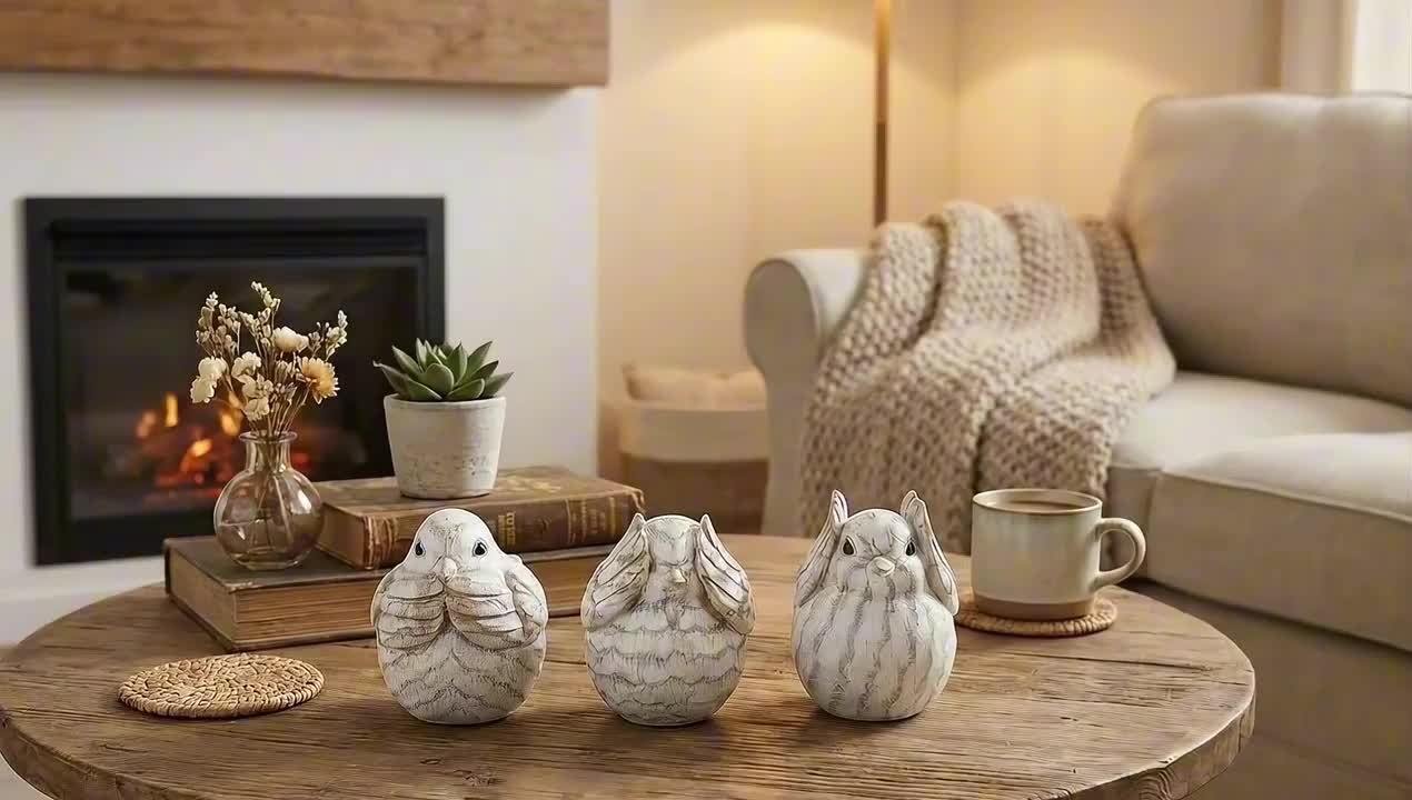 Liv & Skye Ivory 7 in. x 5 in. Resin Decorative Royal Bird