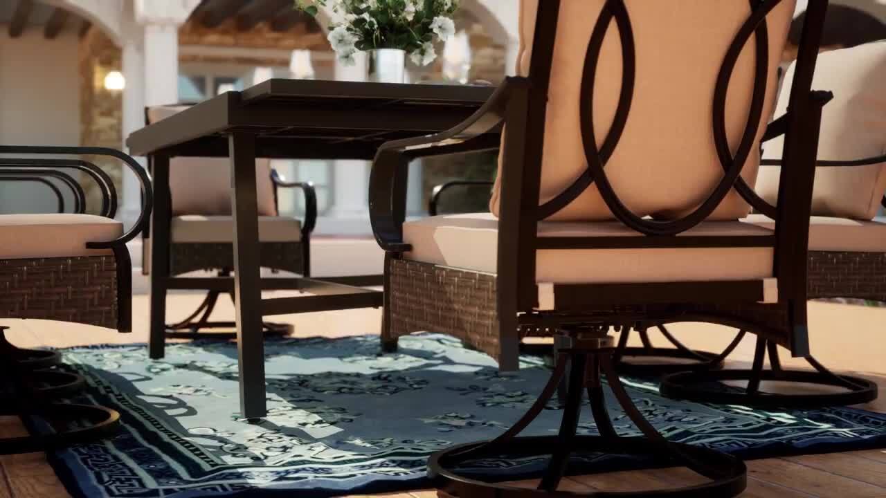 PHI VILLA 9-Piece Metal Outdoor Dining Set with Extensible