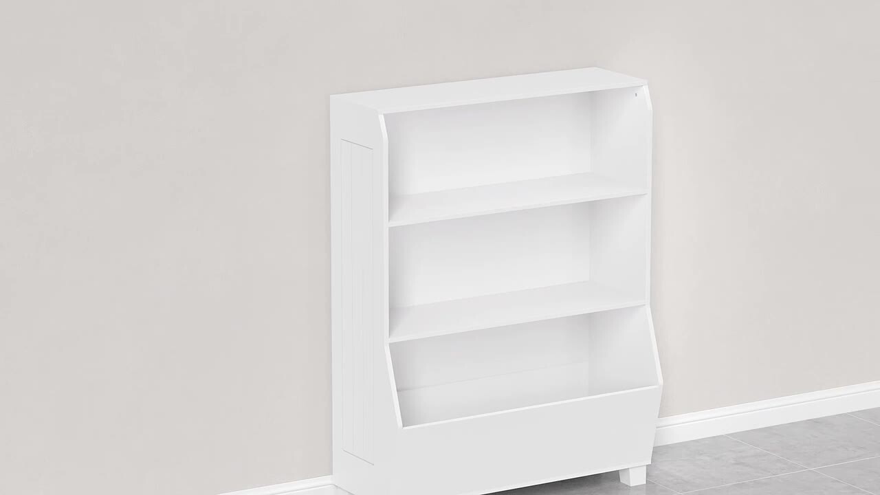 White Kids Bookrack with 3-Cubbies