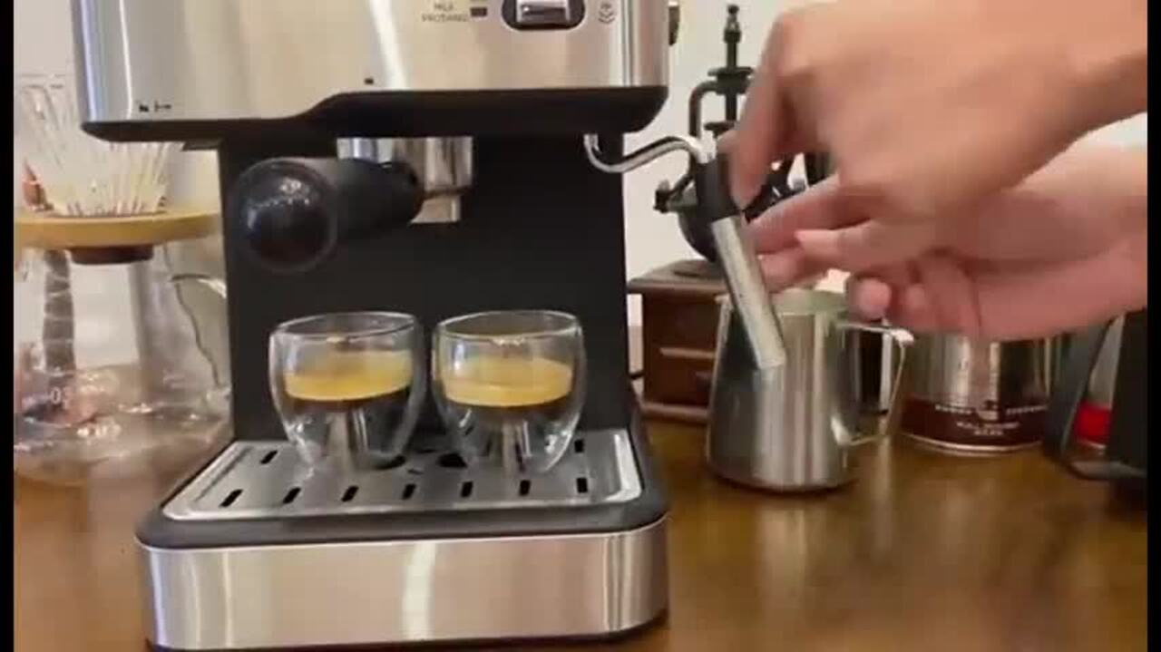 Espresso Machine, 7.5 Cups, Stainless Steel Black, Digital Barista Pro Plus  Espresso Machine with Milk Frother